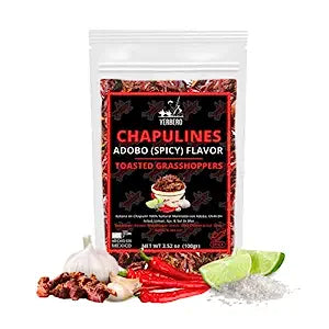 Yerbero - Fresh Chapulines Sabor Adobado From Oaxaca 3.5oz (100gr) | All Natural Spicy Toasted Grasshoppers With Lime,