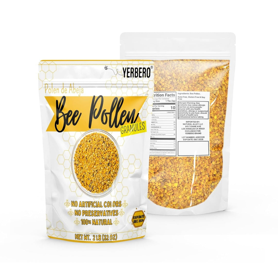 Yerbero - Premium Bee Pollen Granules 2 Lb (32oz) Stand Up Resealable Bag | 100% Natural Pure Raw Sweet Rich Flavor | Polen de Abeja Honey 100% Natural