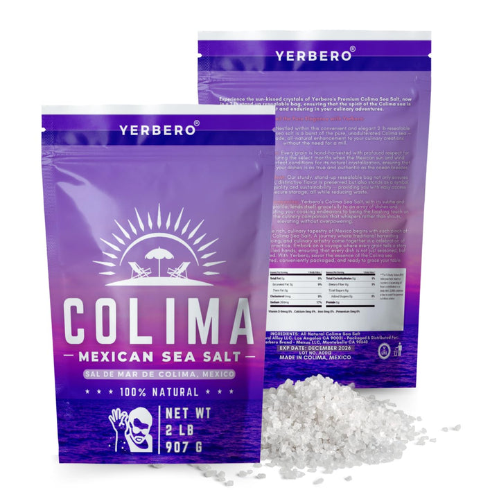 Yerbero - Premium Colima Sea Salt Unrefined (Multiple Sizes) | 100% All Natural Sea Salt, Gourmet Grade, Non GMO's. | Hand Harvested | Imported From Lagoon Cuyutlán “Tepalcates” Colima, Mexico.