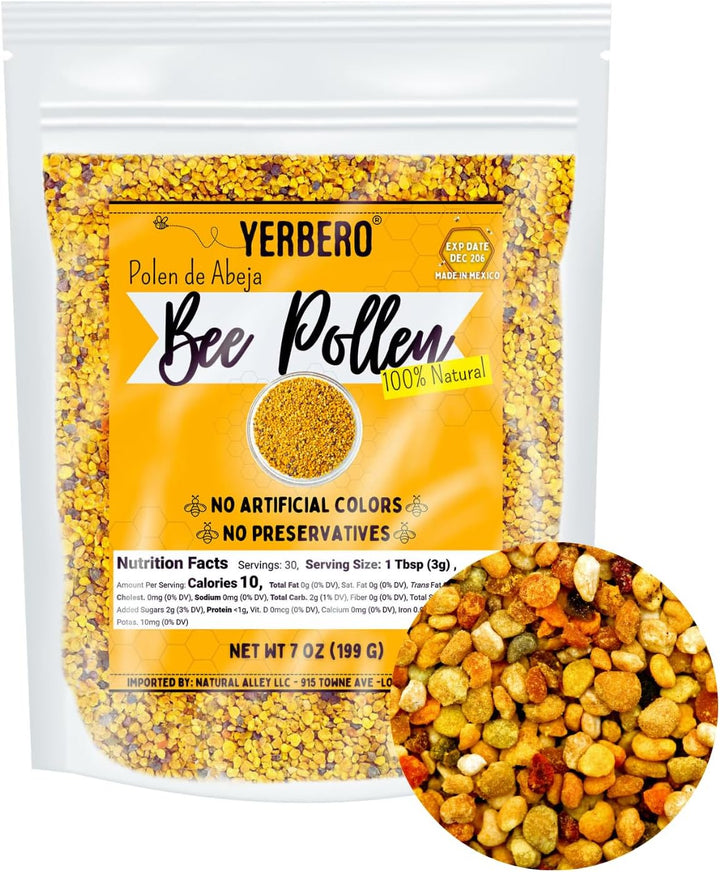 Yerbero - Premium Bee Pollen Granules 7 Oz (199 G) | 100% Natural Bee Pollen, Polen de Abeja 100% Natural | Pure Natural Bee Pollen | Wildcrafted.