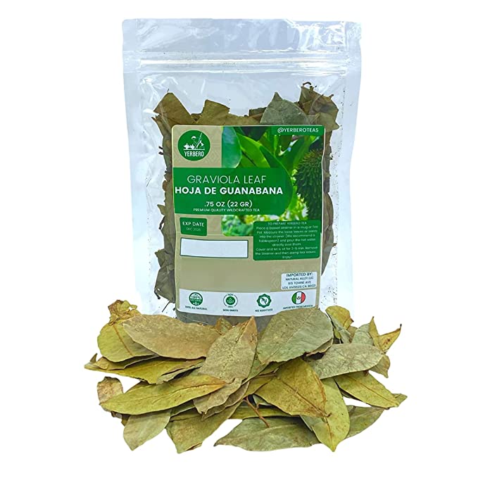 Yerbero - Hoja De Guanabana Entera (.75 oz - 22gr) Whole Dried Graviola Soursop Leaves,