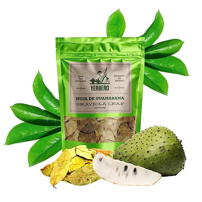 Yerbero - Te Hoja De Guanabana 5oz (140gr) Graviola Leaf - Whole Soursop Leaves, Stand Alone Resealable Bag