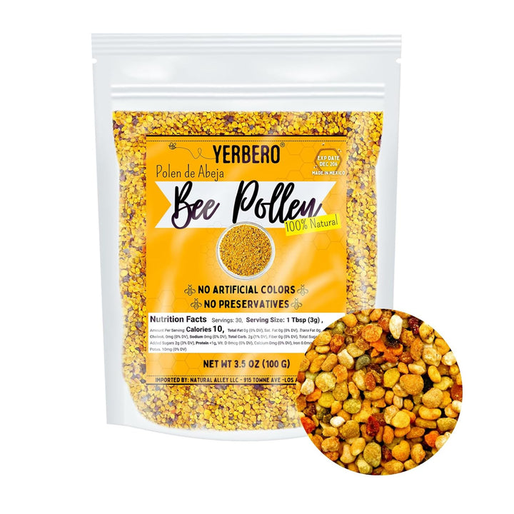 Yerbero - Premium Bee Pollen Granules 3.5 oz (100 G) | 100% Natural Bee Pollen, Polen de Abeja 100% Natural |Pure Natural Bee Pollen | Wildcrafted.