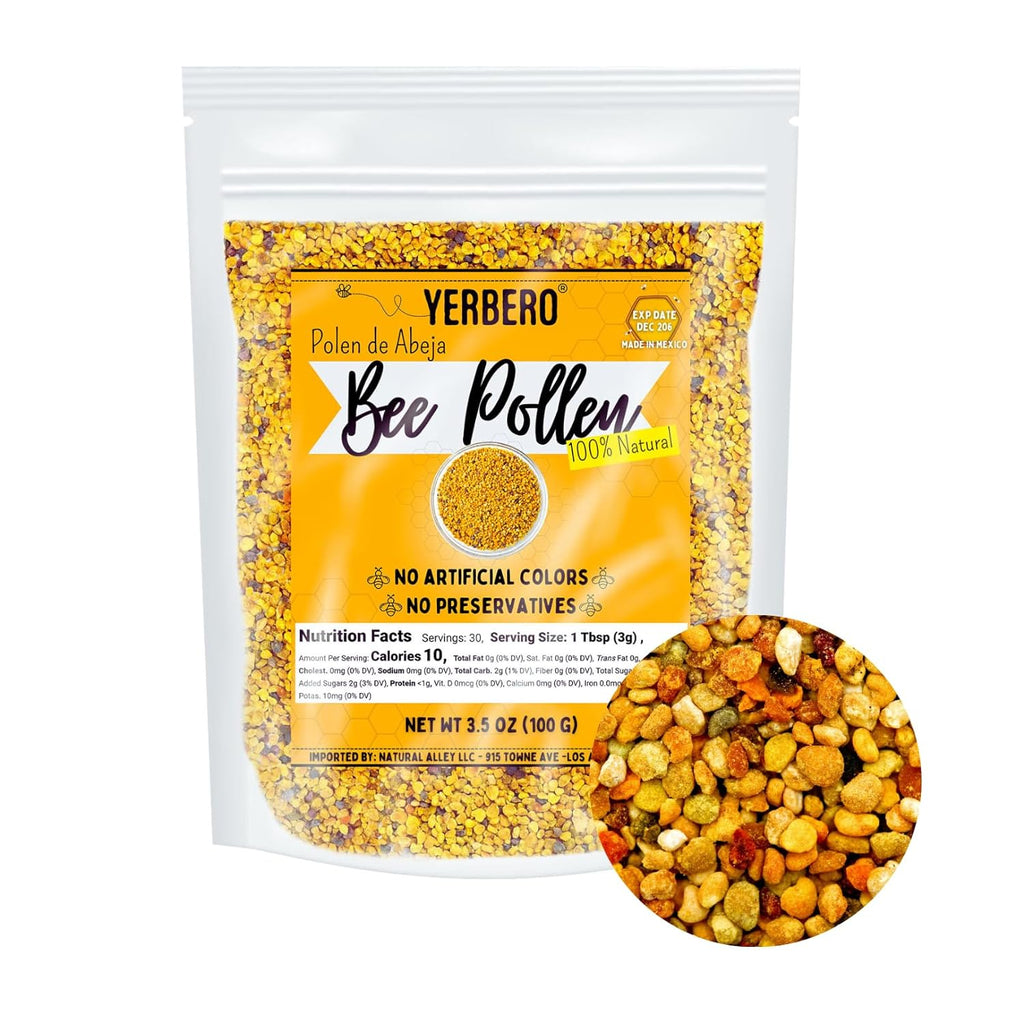 Yerbero - Premium Bee Pollen Granules 3.5 oz (100 G) | 100% Natural Bee  Pollen, Polen de Abeja 100% Natural |Pure Natural Bee Pollen | Wildcrafted.