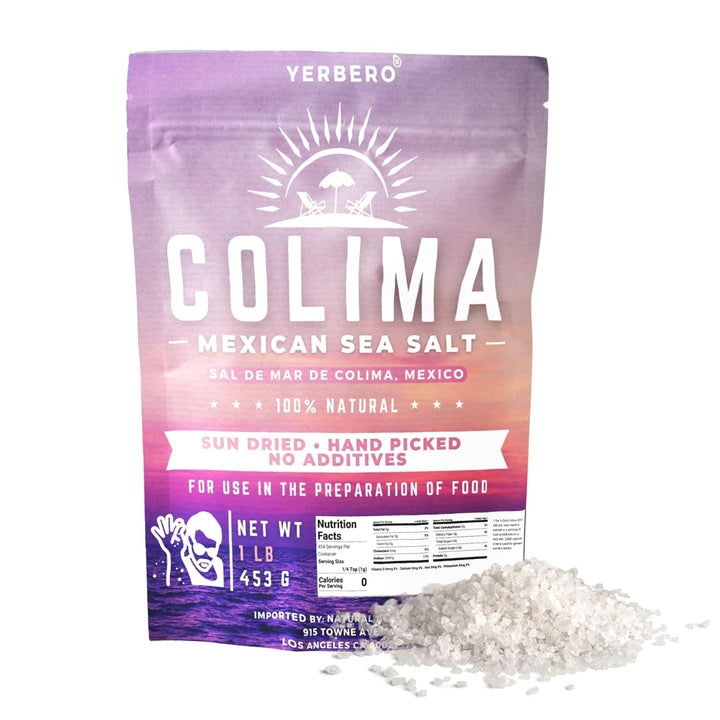 Yerbero - Premium Colima Sea Salt Unrefined (Multiple Sizes) | 100% All Natural Sea Salt, Gourmet Grade, Non GMO's. | Hand Harvested | Imported From Lagoon Cuyutlán “Tepalcates” Colima, Mexico.