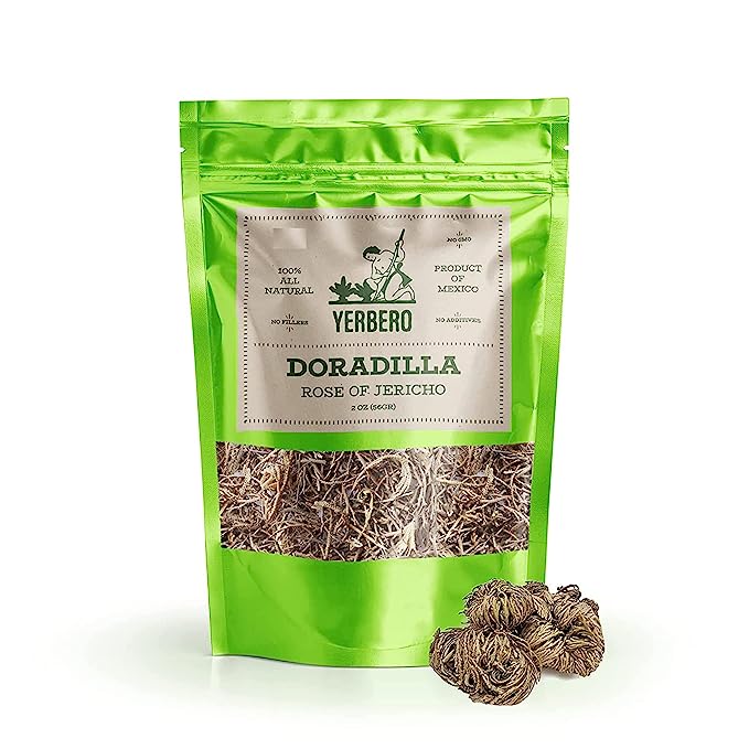 Yerbero - Doradilla 2oz (58gr) Rose Of Jerico (Resurrection Plant) Herbal Tea or Spiritual Use | Rosa de Jericho / Mano de Fatima | Stand Up Resealable Bag | Crafted By Nature100% All Natural, non-GMO, Gluten-free.