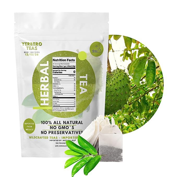 Yerbero - Pure Graviola Soursop Leaf Tea 30 Tea Bags 1gr (0.03oz) - Net WT 30gr (1.3oz) | Hoja Guanabana