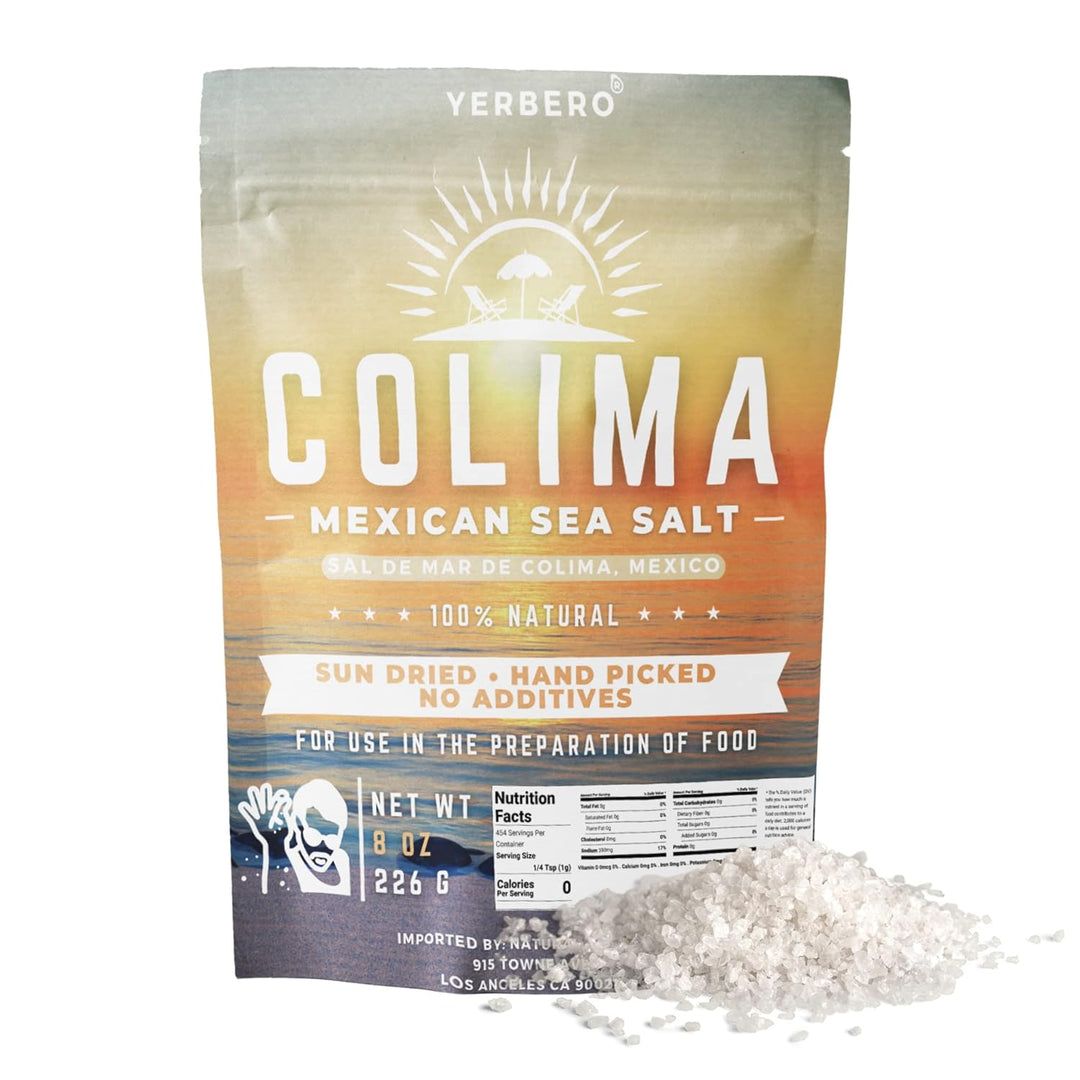 Yerbero - Premium Colima Sea Salt Unrefined (Multiple Sizes) | 100% All Natural Sea Salt, Gourmet Grade, Non GMO's. | Hand Harvested | Imported From Lagoon Cuyutlán “Tepalcates” Colima, Mexico.