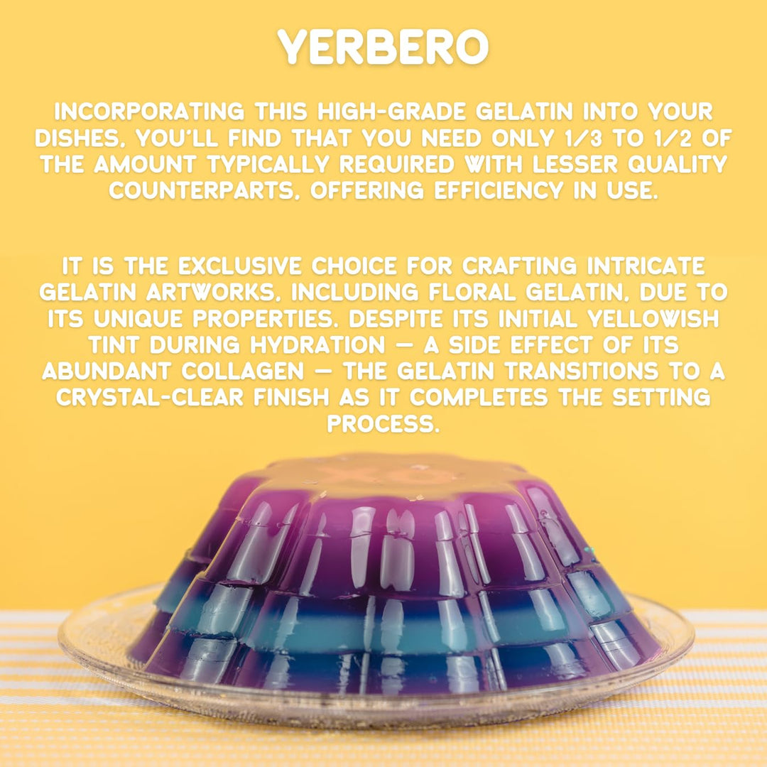 Yerbero - Premium Unflavored 300° Bloom Beef Gelatin Powder (Multiple Sizes) | Thickening Agent | Grenetina en Polvo Sin Sabor | Swiftly Solidifies, Stabilizes, and Enhances for Culinary & Baking Endeavors.