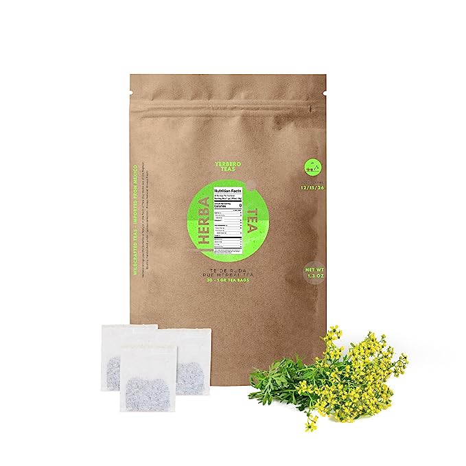 Yerbero - Ruda ( Rue Dried Herb) 30 Tea Bags 1gr (0.03oz) - Net WT 30gr (1.3oz) | Stand Up Resealable Bag |