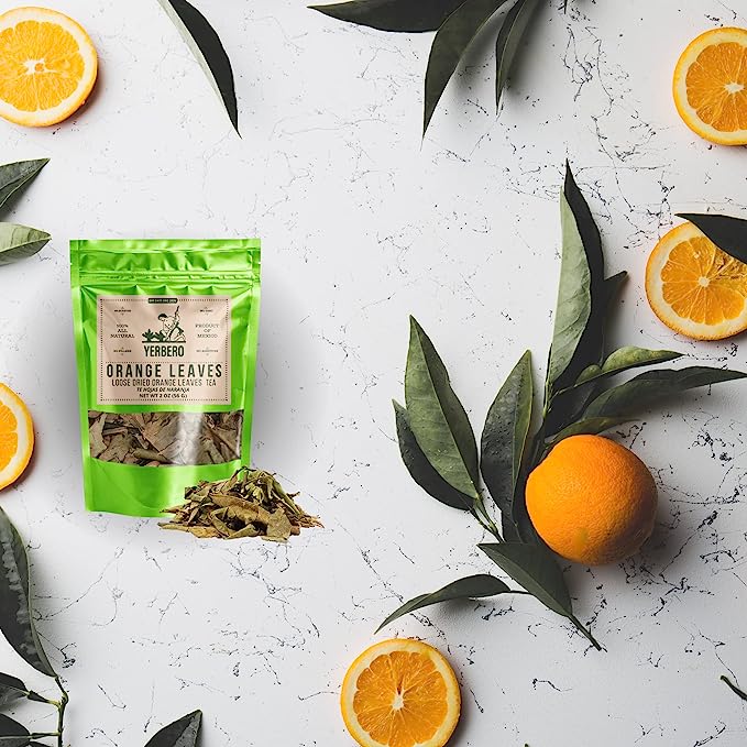 Yerbero - Premium Loose Orange Leaf Tea 2 oz (58gr) | Hoja De Naranjo - Naranja Te Herbal | Makes 30+ Cups | Dried Orange Leaves |